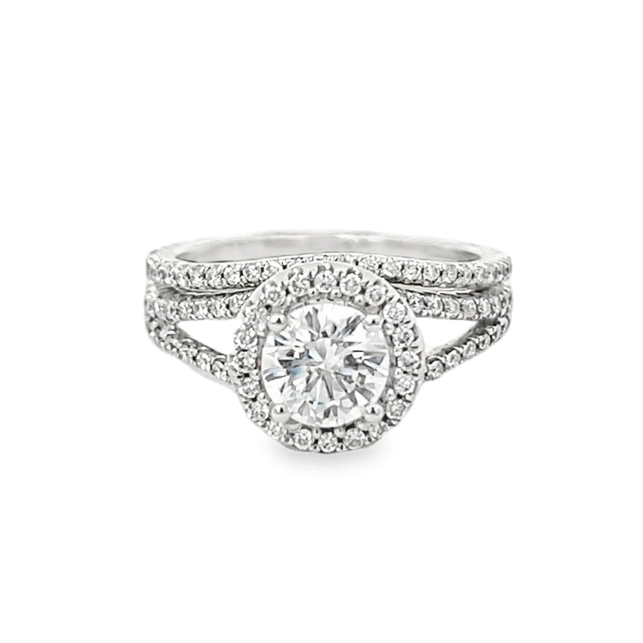14K White Gold 0.48 Ct Tw Round Wedding Set – Semi Mount