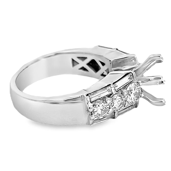 14K White Gold 1.47ctw Diamond Semi Mounting Ring