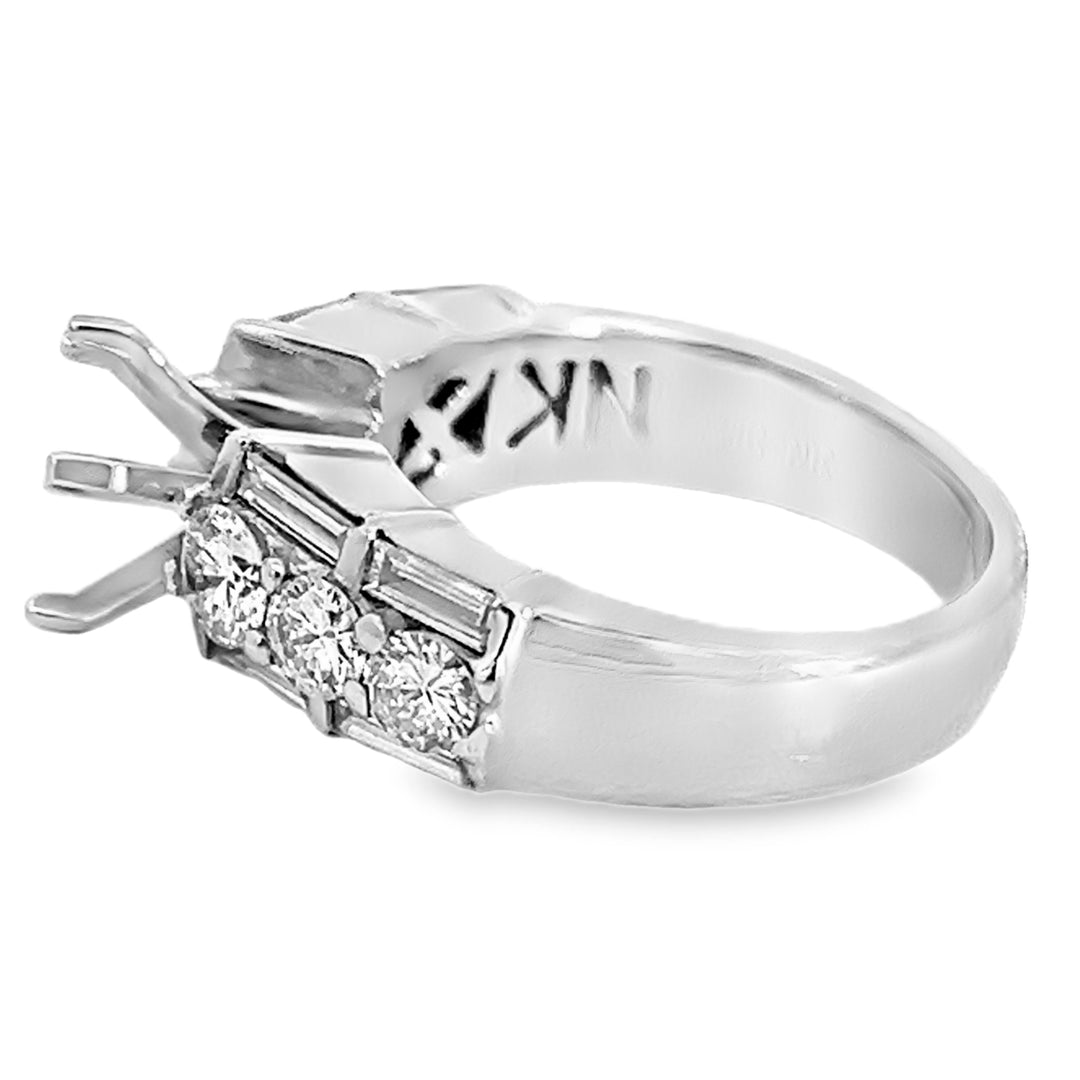 14K White Gold 1.47ctw Diamond Semi Mounting Ring