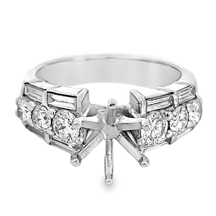 14K White Gold 1.47ctw Diamond Semi Mounting Ring