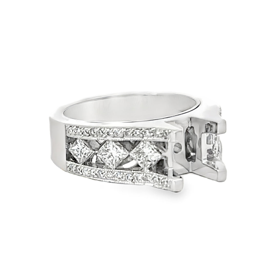 14k White Gold 1.12ct Diamond Semi Mounting Ring