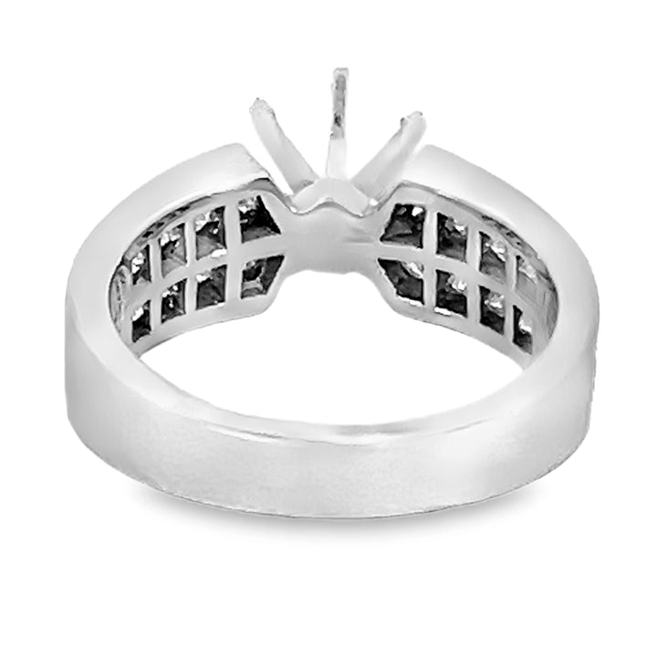 White Gold 1.31 Carat Princess Diamond Semi Mounting Ring