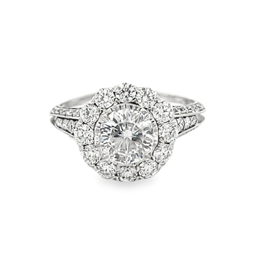 White Gold Halo Style 1.22 Carats Diamond Semi Mounting