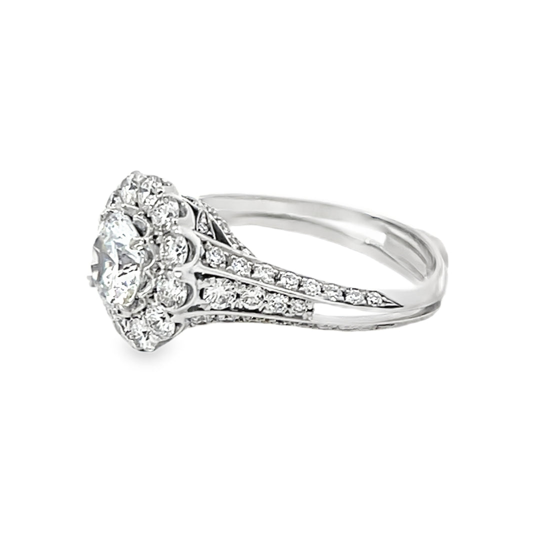 White Gold Halo Style 1.22 Carats Diamond Semi Mounting