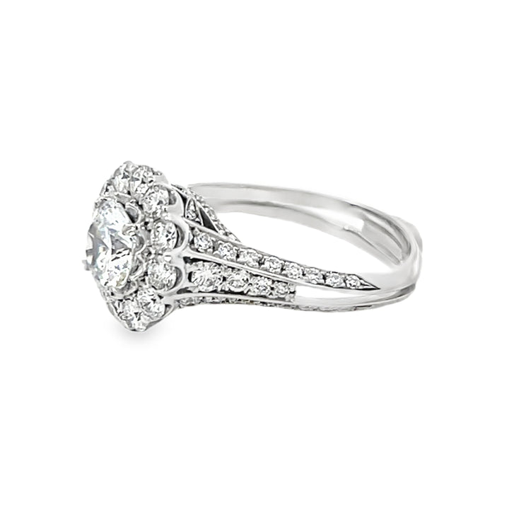 White Gold Halo Style 1.22 Carats Diamond Semi Mounting