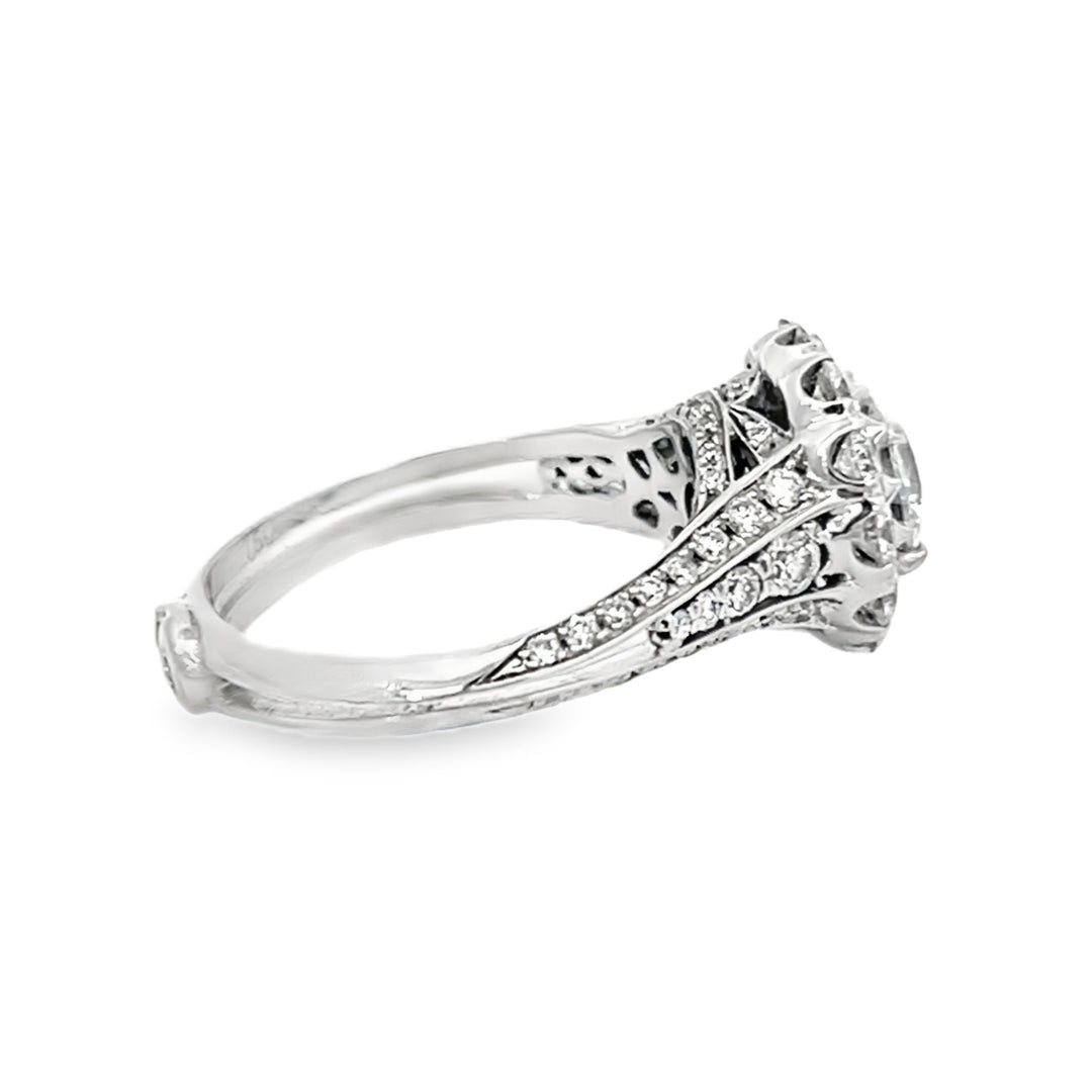 White Gold Halo Style 1.22 Carats Diamond Semi Mounting