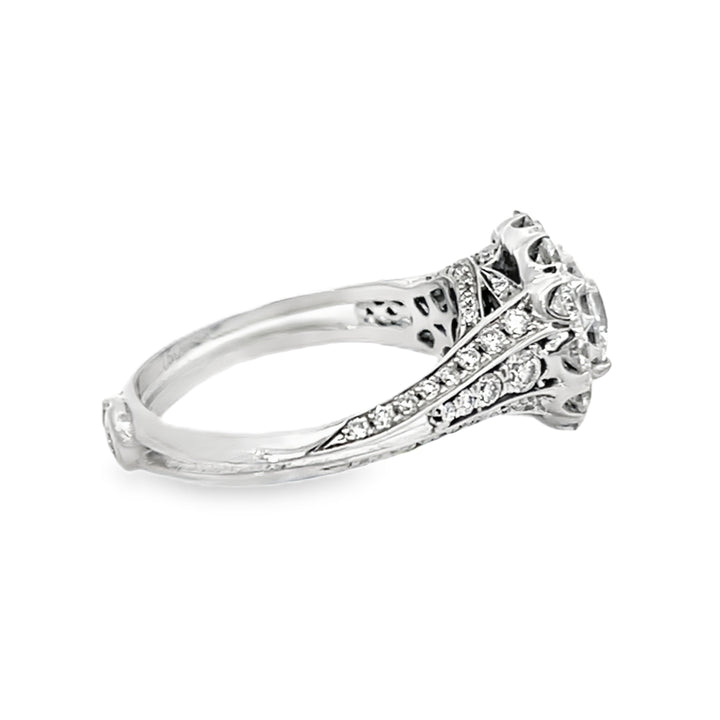White Gold Halo Style 1.22 Carats Diamond Semi Mounting