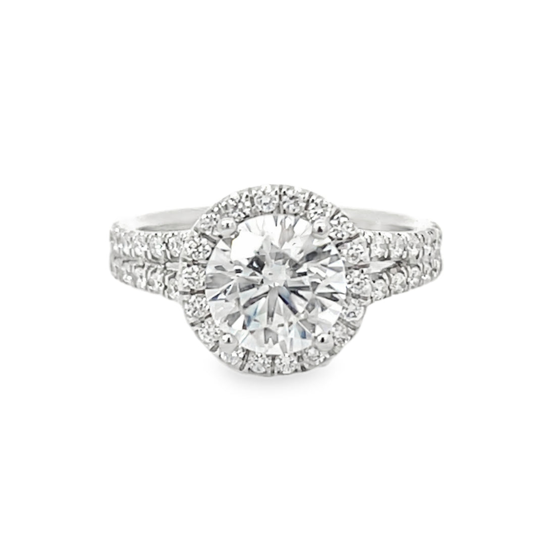 Platinum 0.75 Carat Halo Style Diamond Semi Mounting