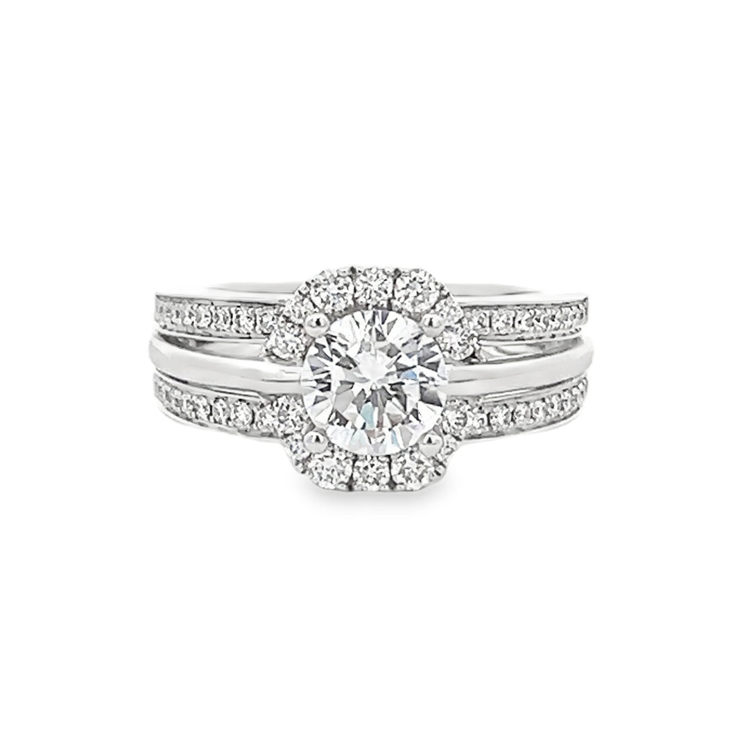 14K White Gold 0.49 Ct tw Diamond Semi Mount Ring – G-H SI2