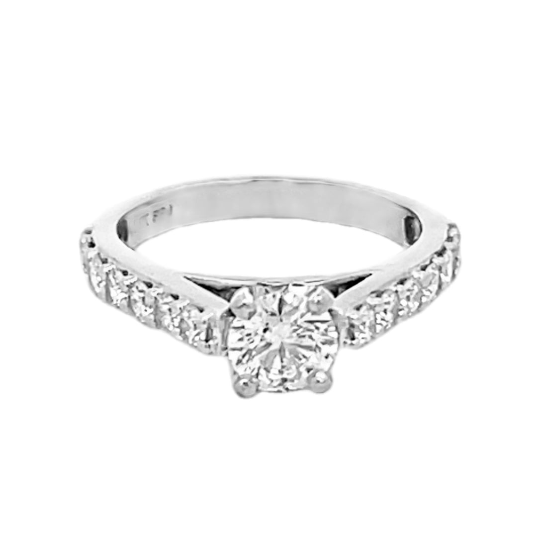 14K White Gold Round Cut Diamond Engagement Ring 1.35ctw