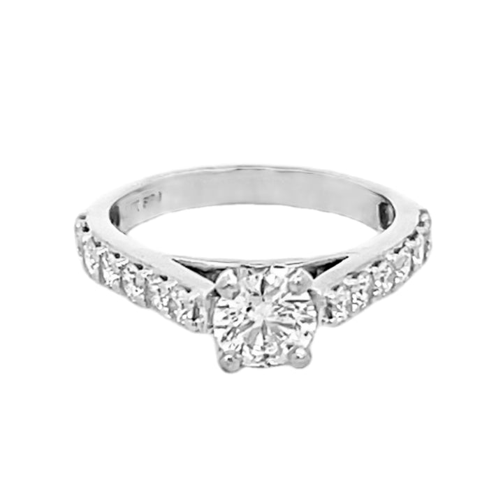 14K White Gold Round Cut Diamond Engagement Ring 1.35ctw