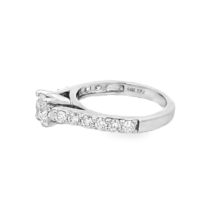 14K White Gold Round Cut Diamond Engagement Ring 1.35ctw
