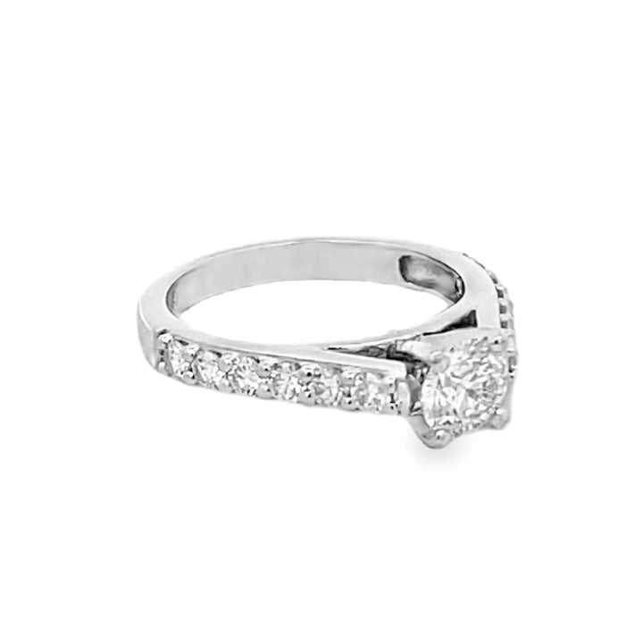 14K White Gold Round Cut Diamond Engagement Ring 1.35ctw
