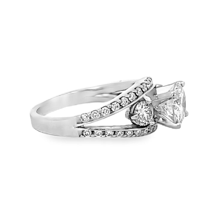 14k White Gold 0.74ct Three Stone Semi Mounting Ring