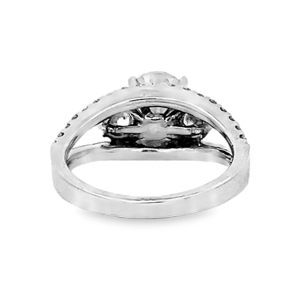 14k White Gold 0.74ct Three Stone Semi Mounting Ring