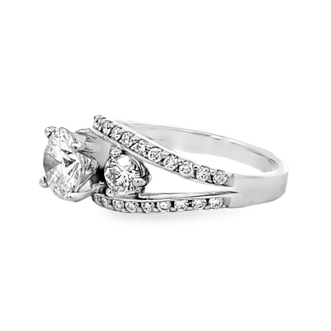 14k White Gold 0.74ct Three Stone Semi Mounting Ring