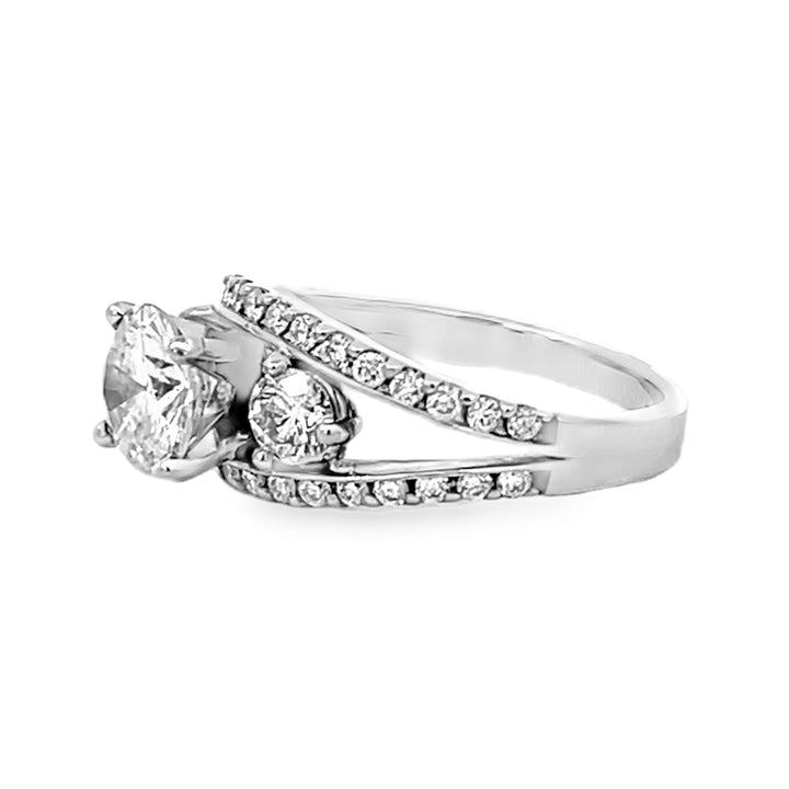14k White Gold 0.74ct Three Stone Semi Mounting Ring