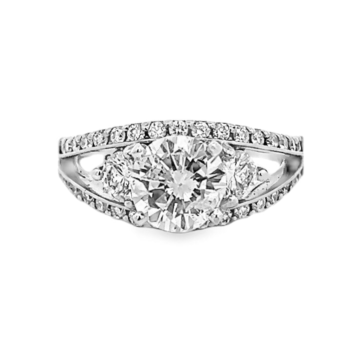 14k White Gold 0.74ct Three Stone Semi Mounting Ring