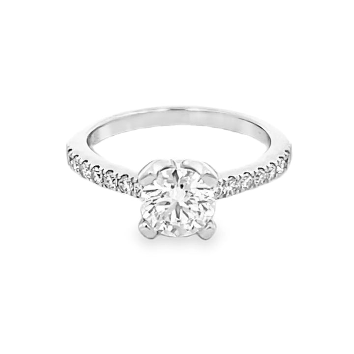 14K White Gold Round Cut Diamond Semi-Mounting Engagement Ring 1.56ctw