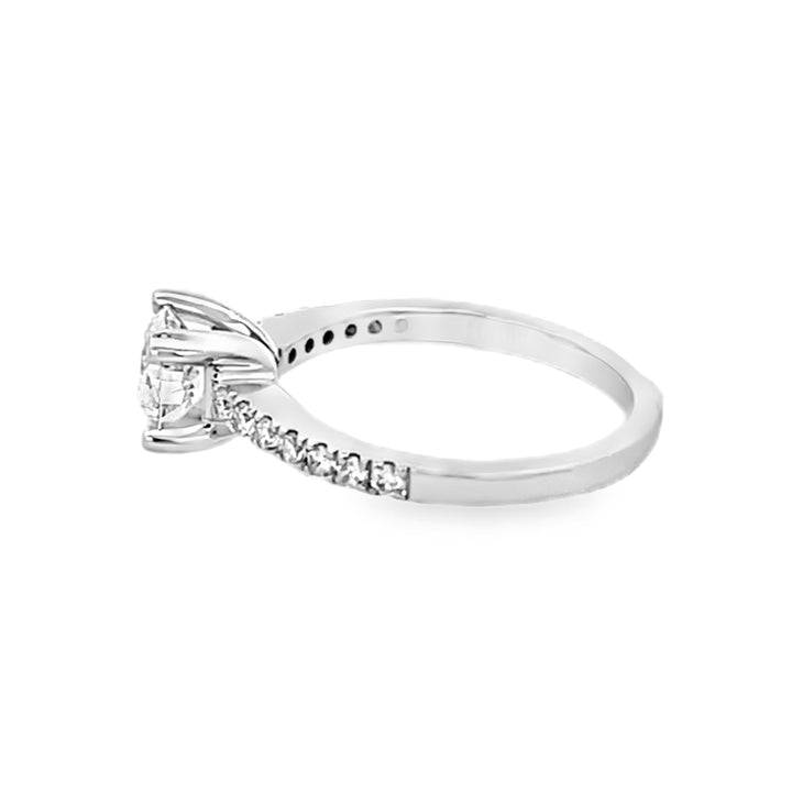 14K White Gold Round Cut Diamond Semi-Mounting Engagement Ring 1.56ctw