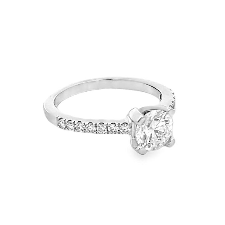 14K White Gold Round Cut Diamond Semi-Mounting Engagement Ring 1.56ctw