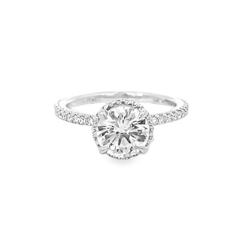 14K White Gold Round Hidden Halo Semi-Mount