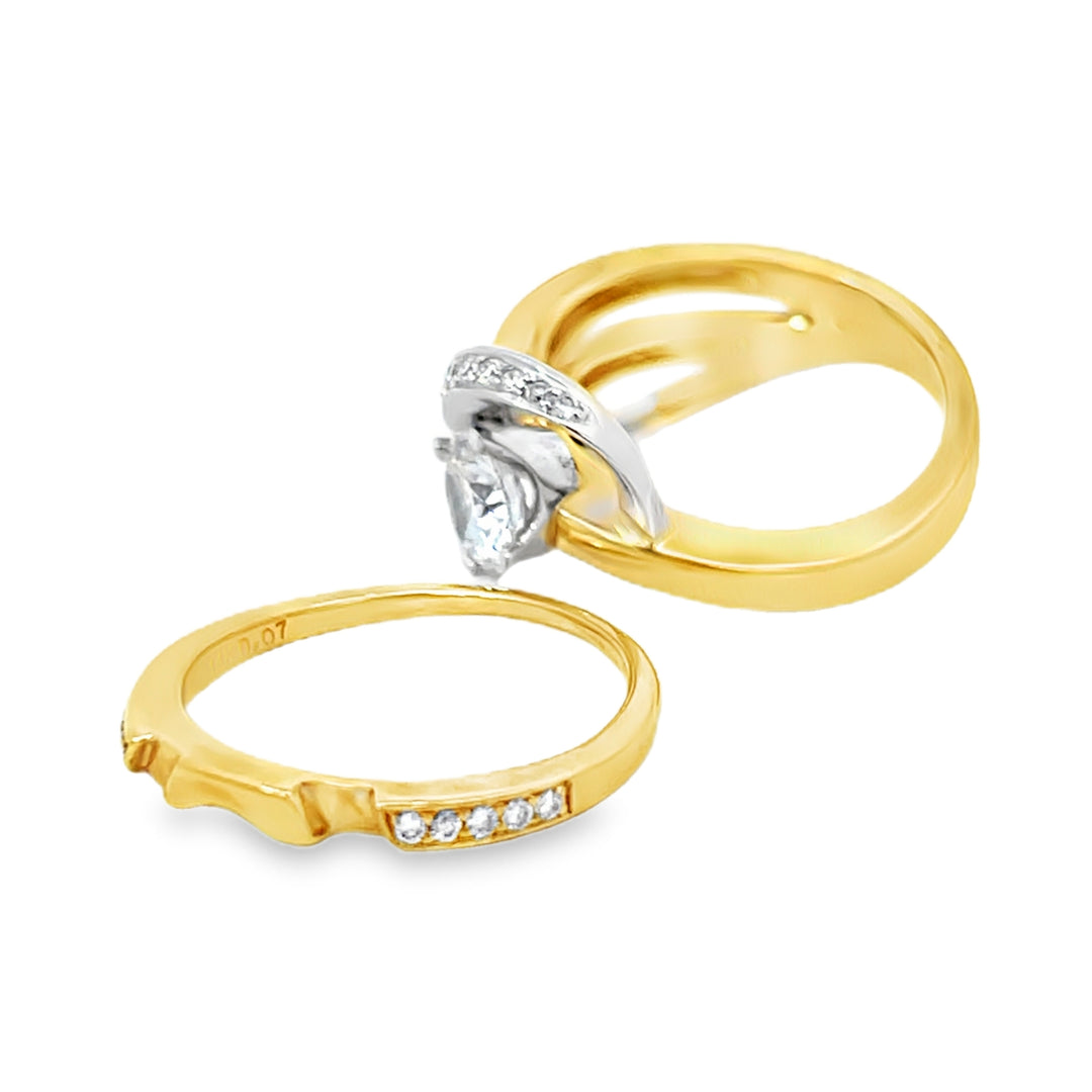 14K Two Tone 0.27ct Diamond Semi Mounting Ring