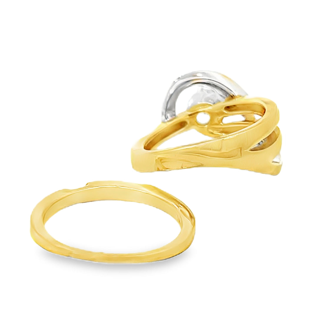 14K Two Tone 0.27ct Diamond Semi Mounting Ring