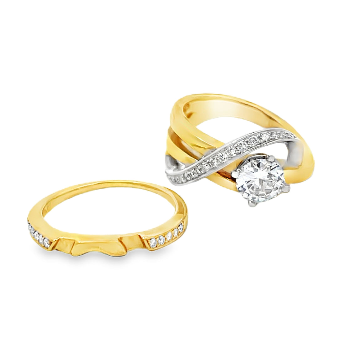 14K Two Tone 0.27ct Diamond Semi Mounting Ring