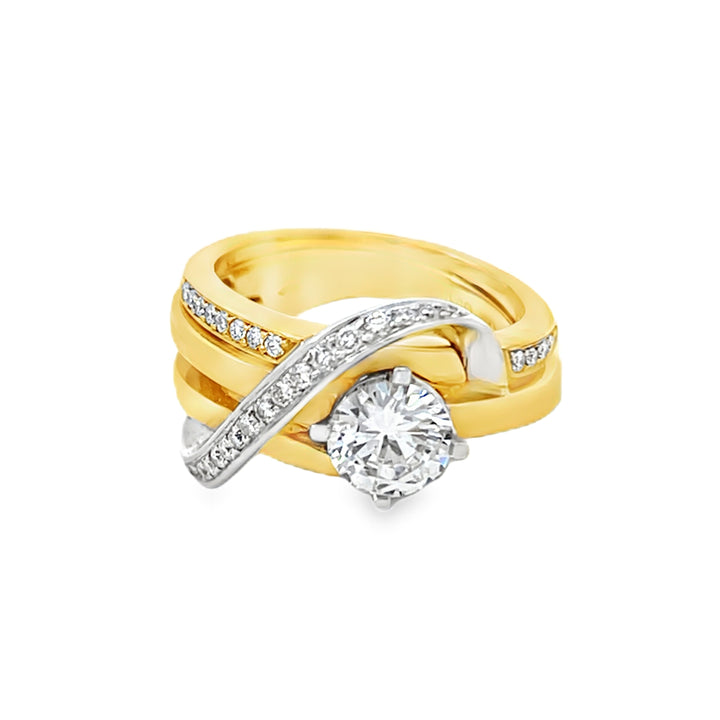 14K Two Tone 0.27ct Diamond Semi Mounting Ring