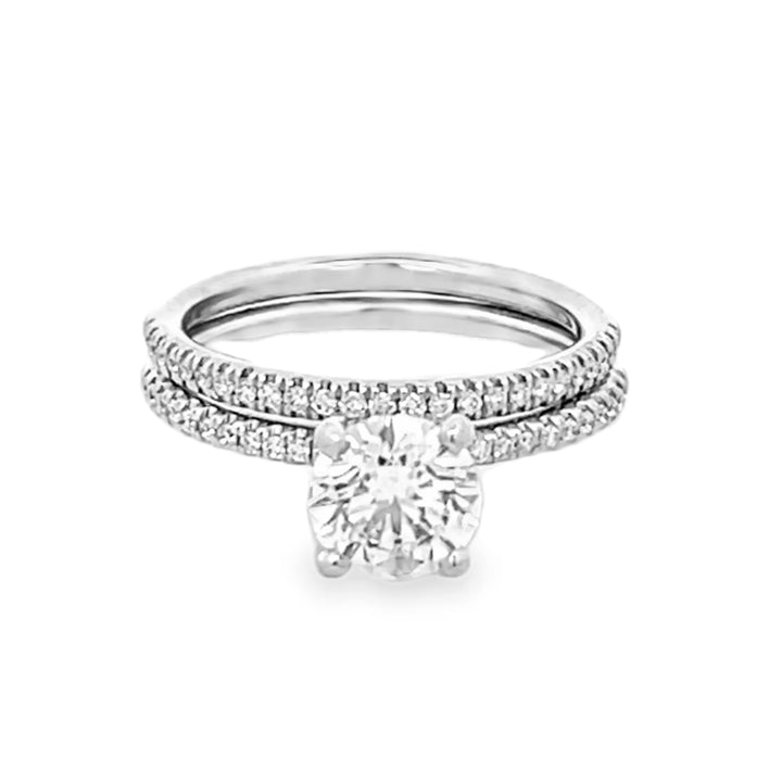 14K White Gold Round Cut Diamond 2-Piece Wedding Set 1.50ctw