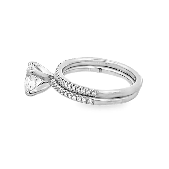 14K White Gold Round Cut Diamond 2-Piece Wedding Set 1.50ctw