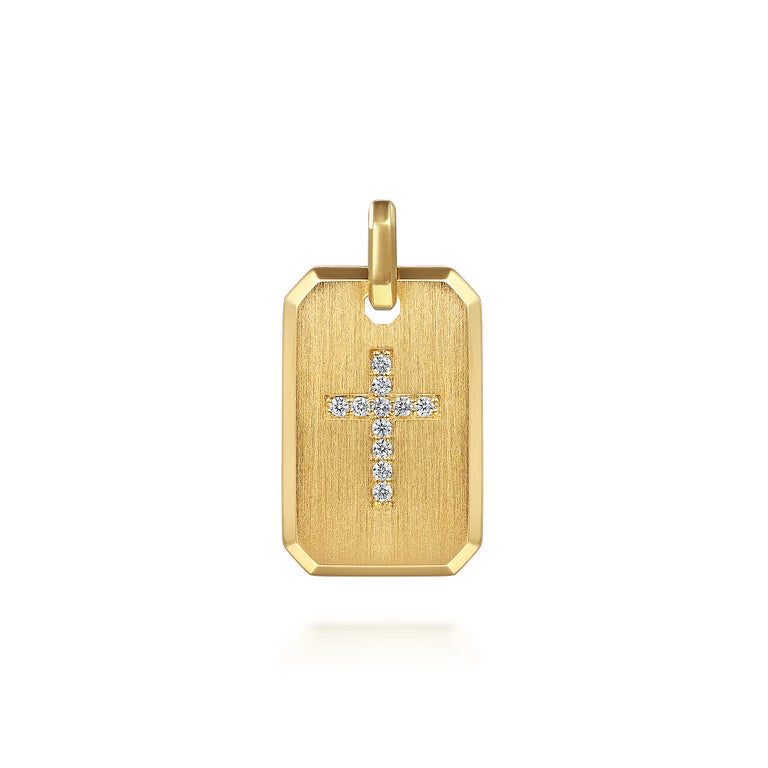 14K Yellow Gold Diamond Cross Pendant