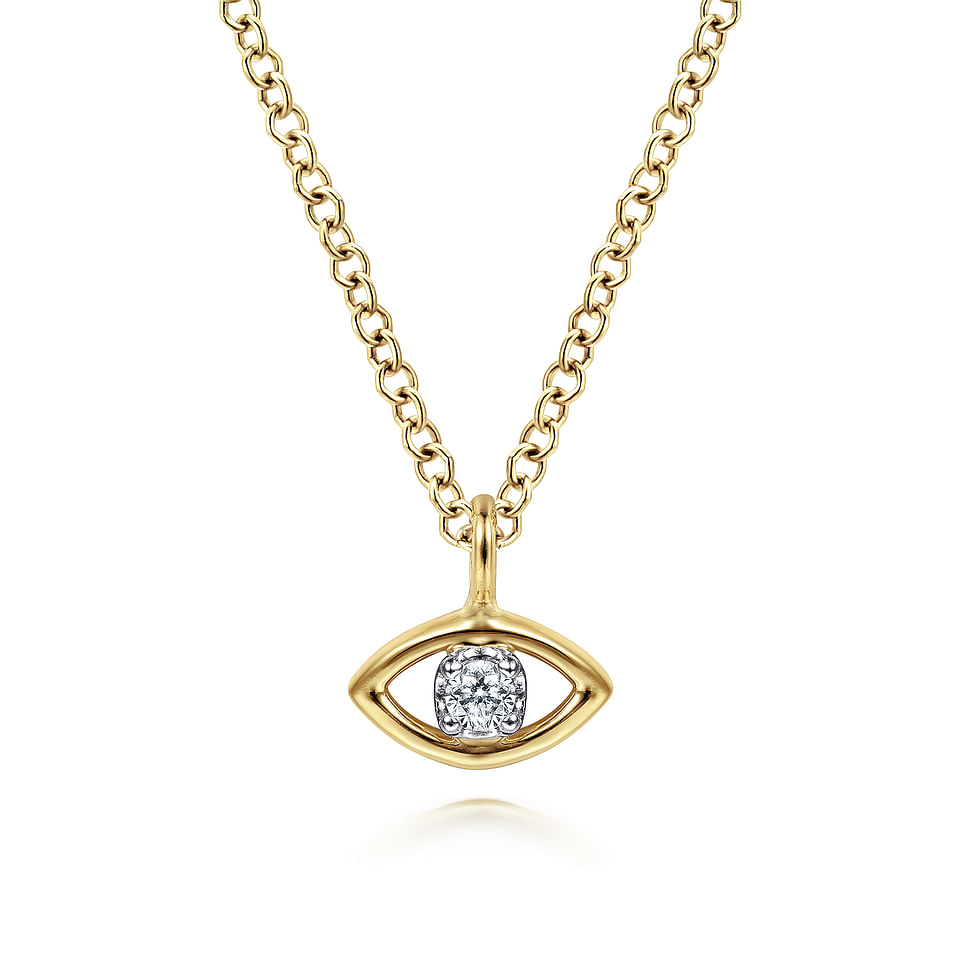 Gold Diamond Evil Eye Pendant