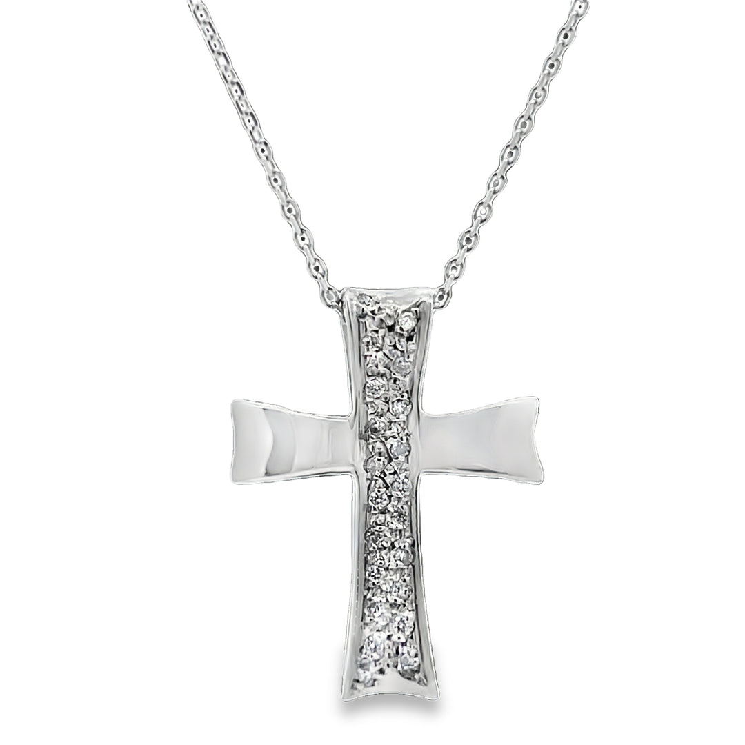 14K White Gold .20ct Diamond Cross