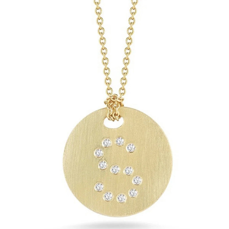 18K Yellow Gold Letter S Disc Diamond Initial Necklace