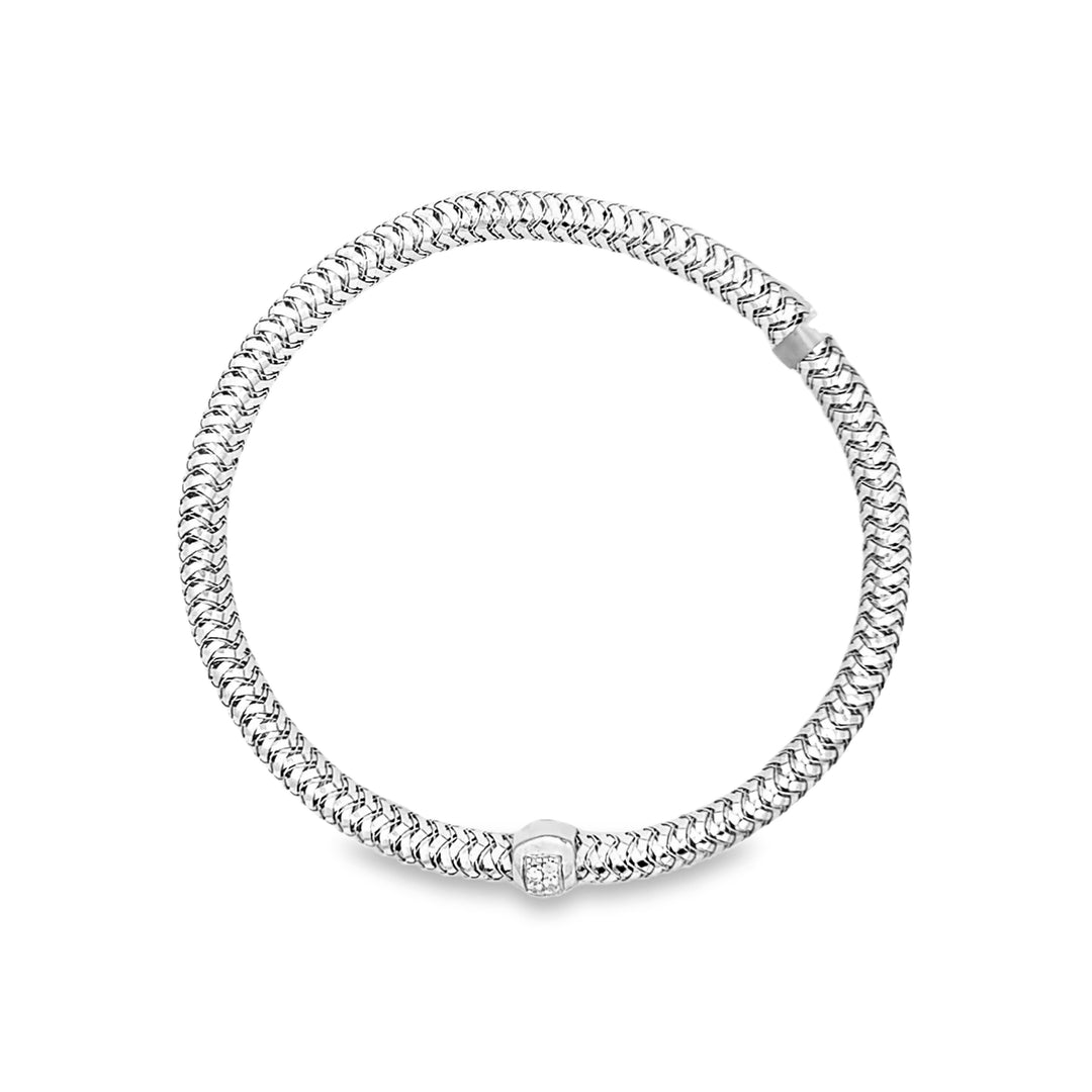 18K White Gold Round Cut Diamond Primavera Flex Bracelet 0.14ctw