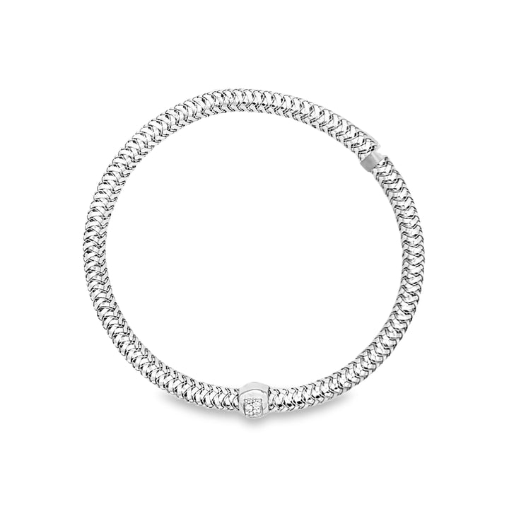 18K White Gold Round Cut Diamond Primavera Flex Bracelet 0.14ctw