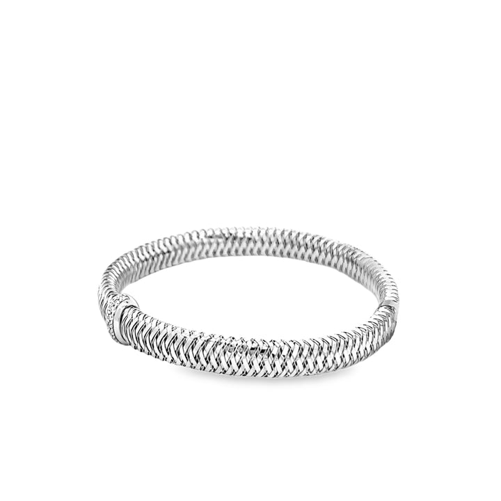 18K White Gold Round Cut Diamond Primavera Flex Bracelet 0.14ctw