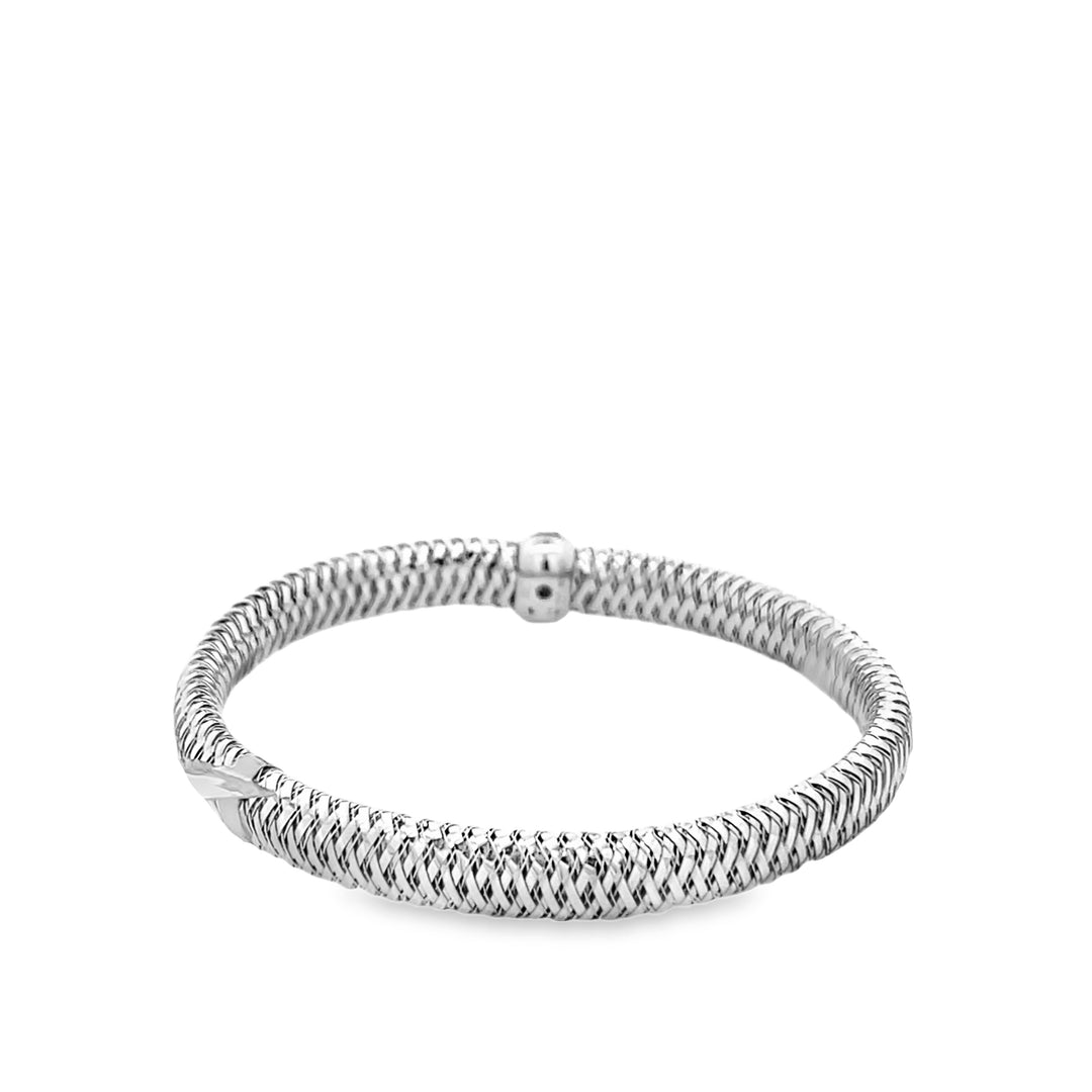 18K White Gold Round Cut Diamond Primavera Flex Bracelet 0.14ctw