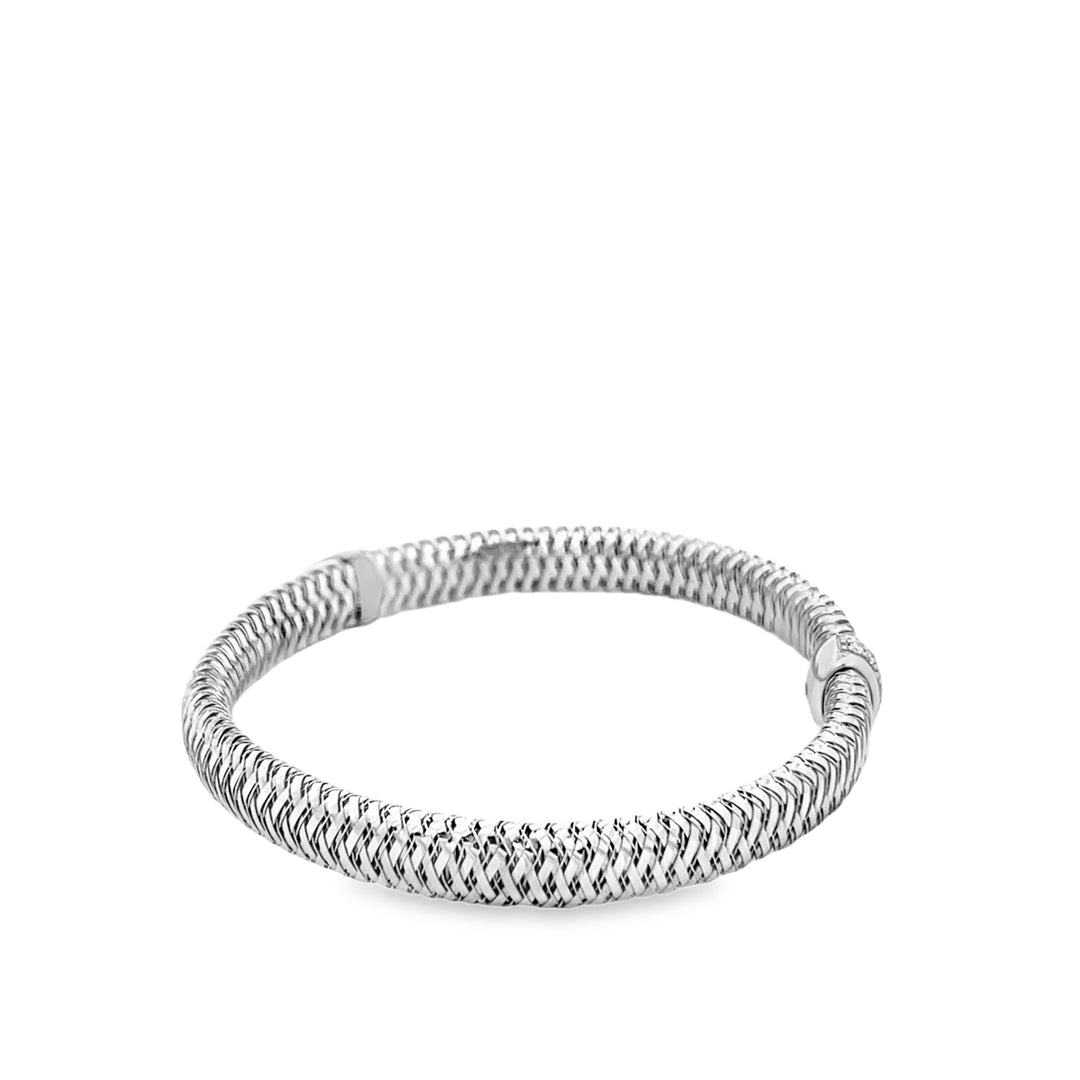 18K White Gold Round Cut Diamond Primavera Flex Bracelet 0.14ctw