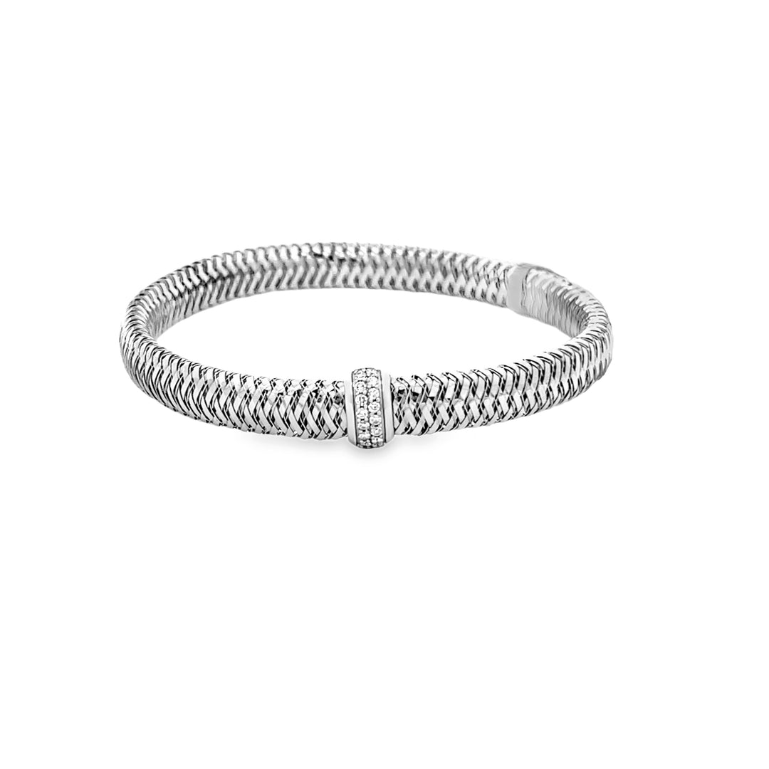18K White Gold Round Cut Diamond Primavera Flex Bracelet 0.14ctw