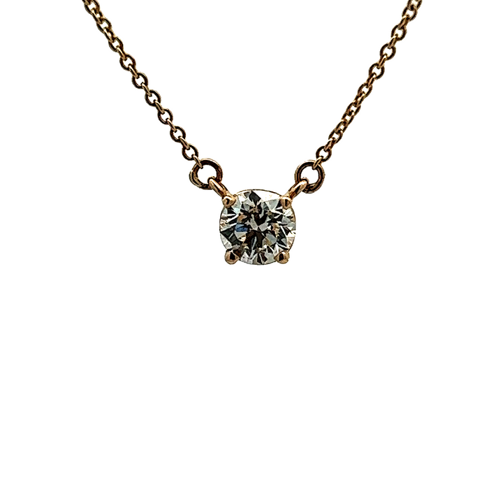 14K YG .73ctw Round Natural Diamond Bezel Set Pendant
