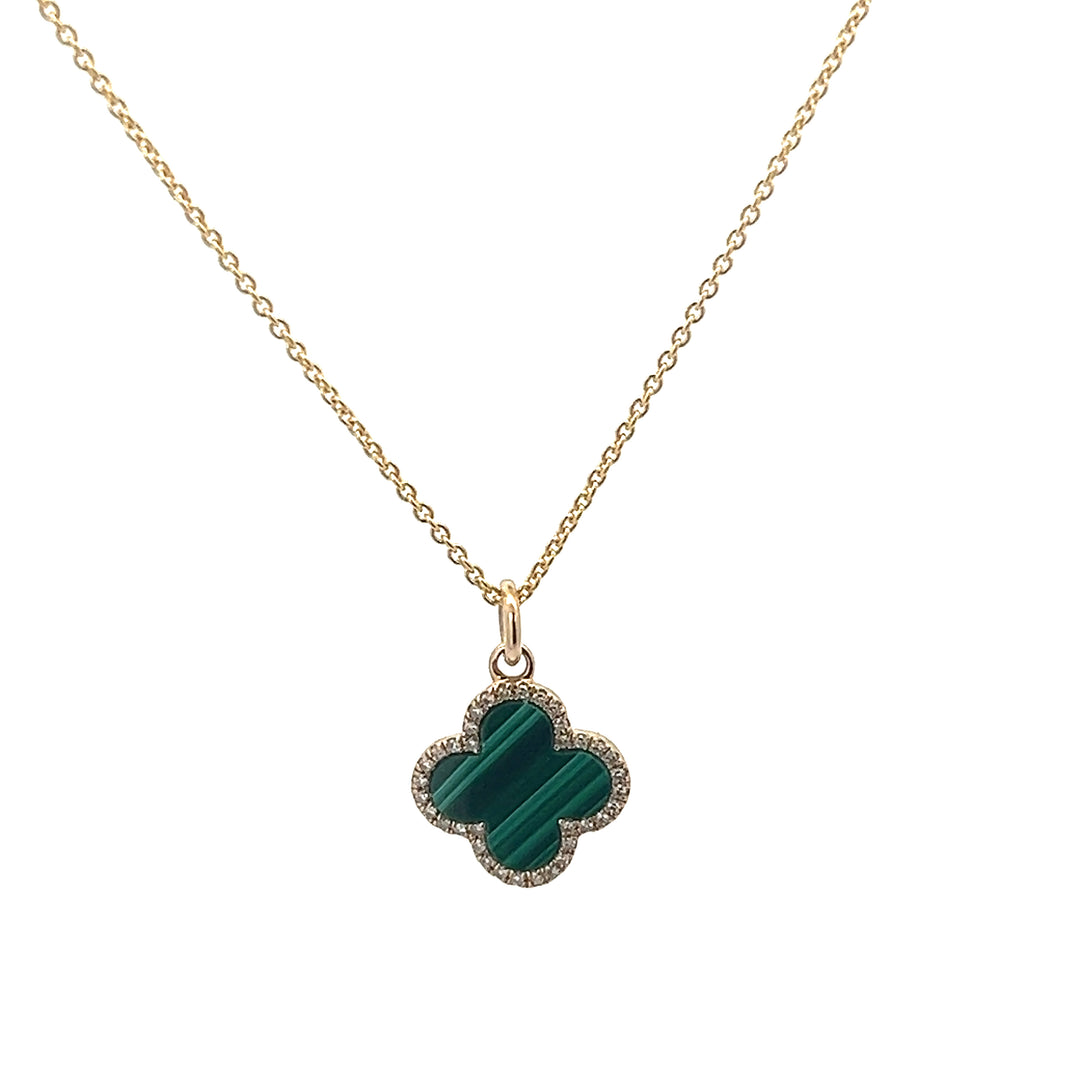 Malachite Diamond Clover Pendant