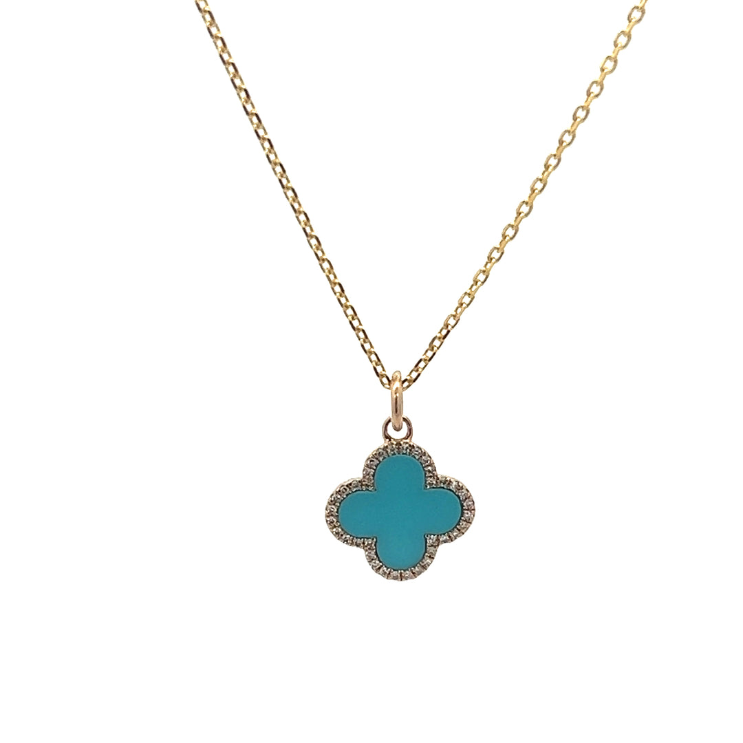 Turquoise and Diamond Clover Pendant