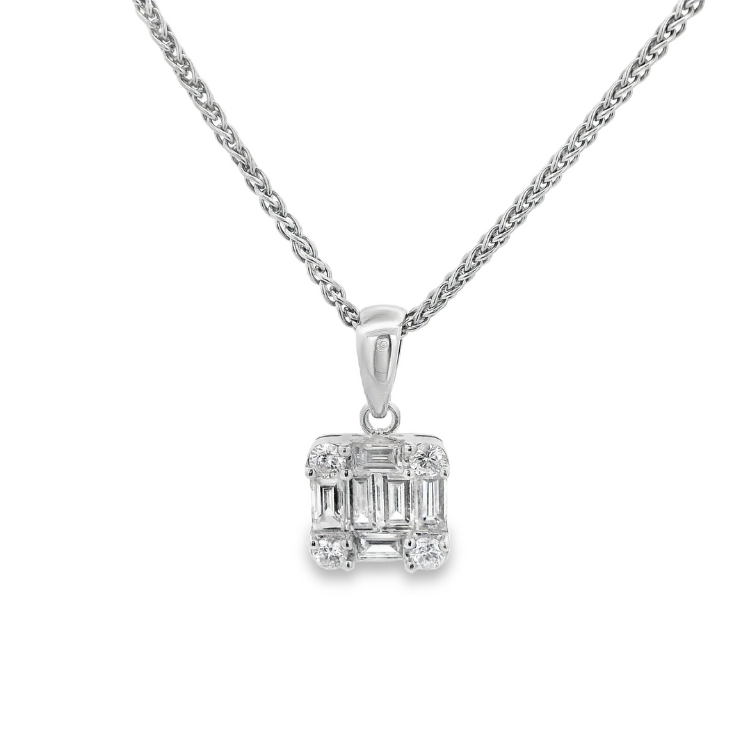 White Gold .61ct Square Pendant