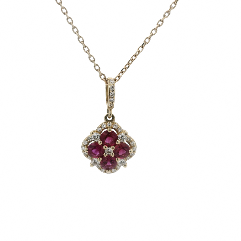 Flower Ruby and Diamond Pendant