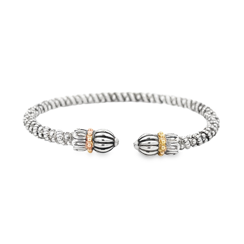 Vahan Half Open Bracelet 14K Yellow Gold Sterling Silver 3mm