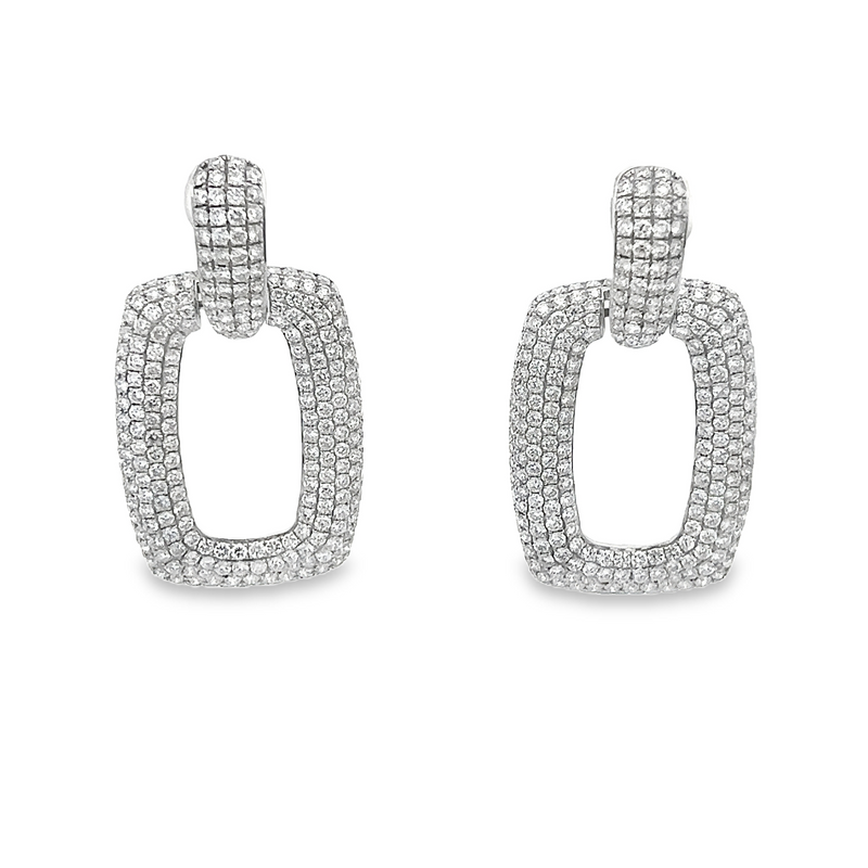 White Gold 6.52ct Round Diamond Pave Earrings