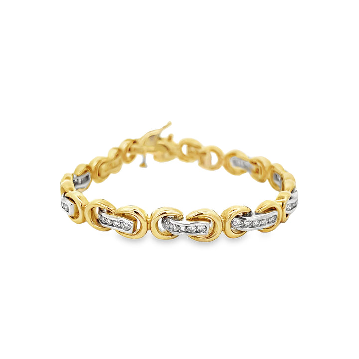 14K Two-Tone Diamond Bracelet 2.00ct Natural Round Diamonds G-H Color SI2 Clarity